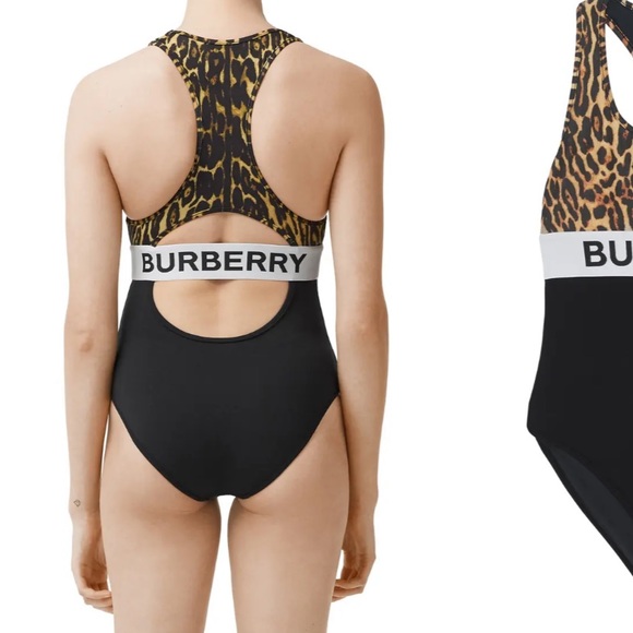 Burberry Sheld Leopard Print Logo Band Swimsuit - Picture 12 of 12